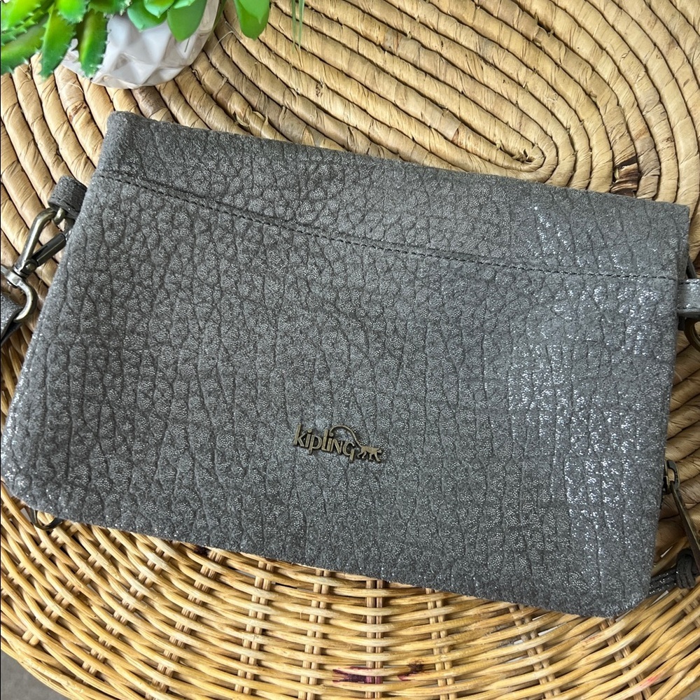 Kipling Crossbody Bag Leather Metallic Gray - Picture 2 of 16